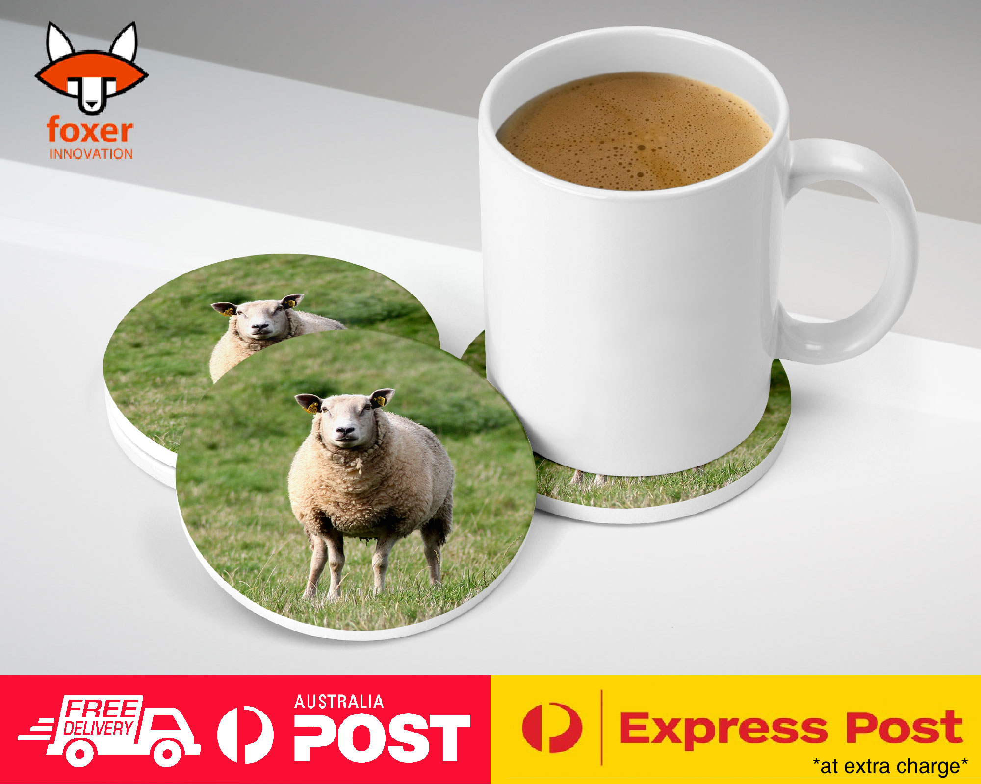 COASTER COFFEE DRINKING MAT|CUTE LAMB SHEEP GOAT FARM #2