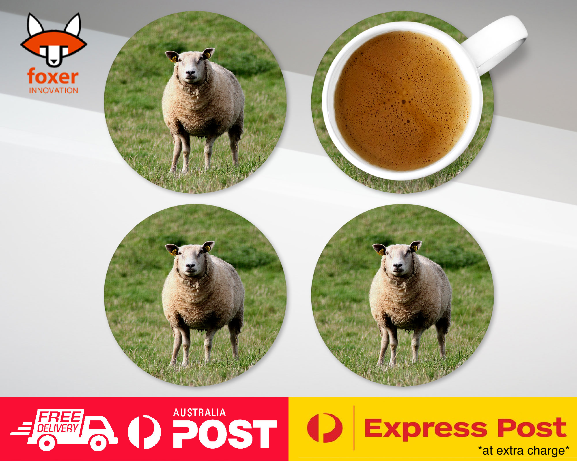 COASTER COFFEE DRINKING MAT|CUTE LAMB SHEEP GOAT FARM #2