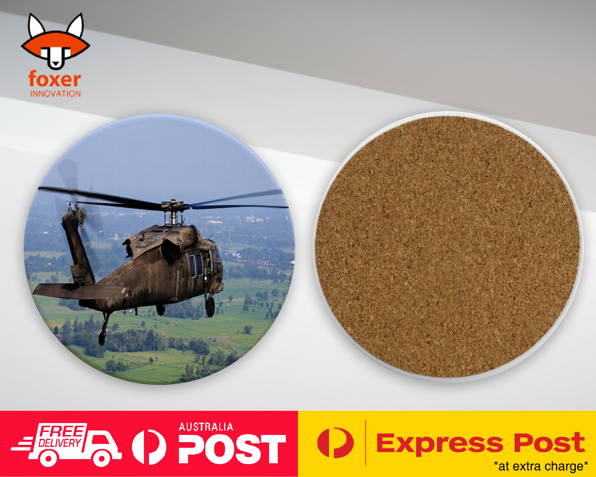 COASTER COFFEE DRINKING MAT|COOL APACHE HELICOPTER ARMY WAR