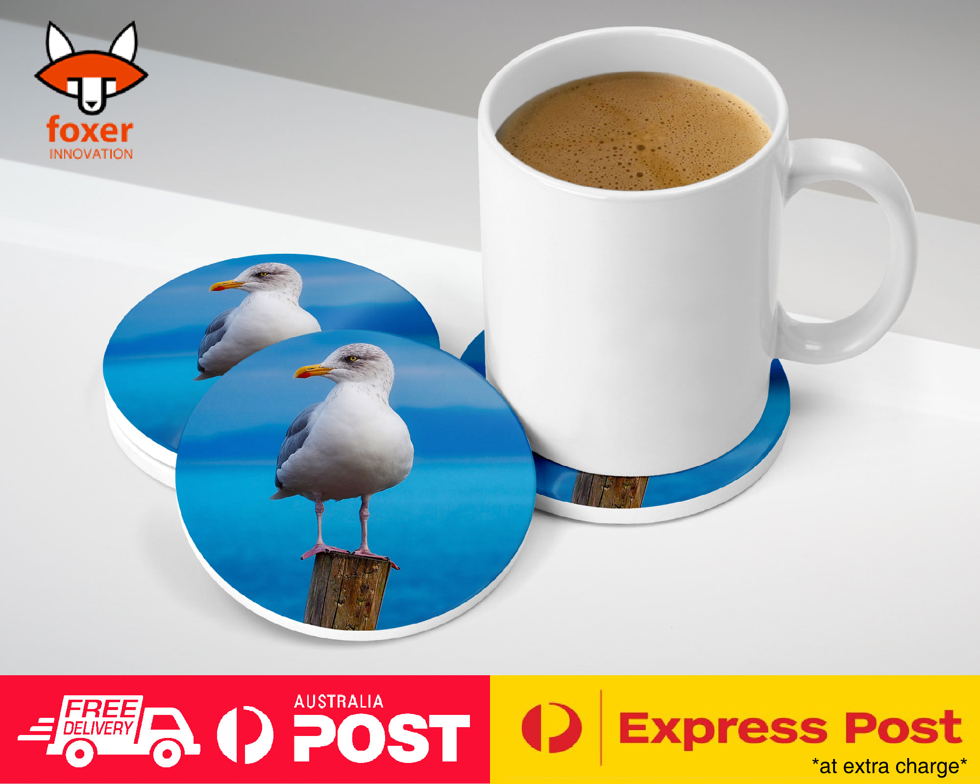 COASTER COFFEE DRINKING MAT|SEAGULL GULL BIRD SEABIRD #3