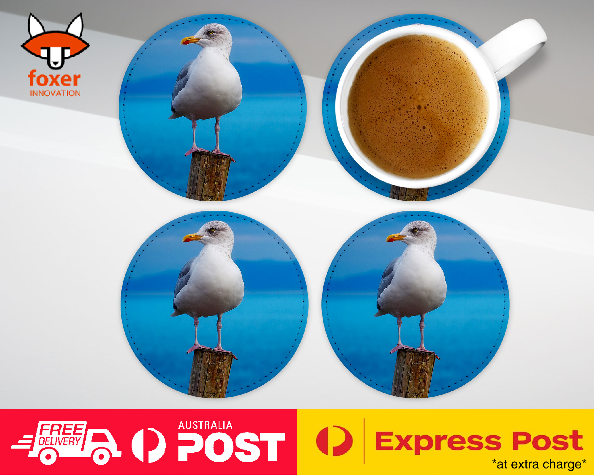 COASTER COFFEE DRINKING MAT|SEAGULL GULL BIRD SEABIRD #3