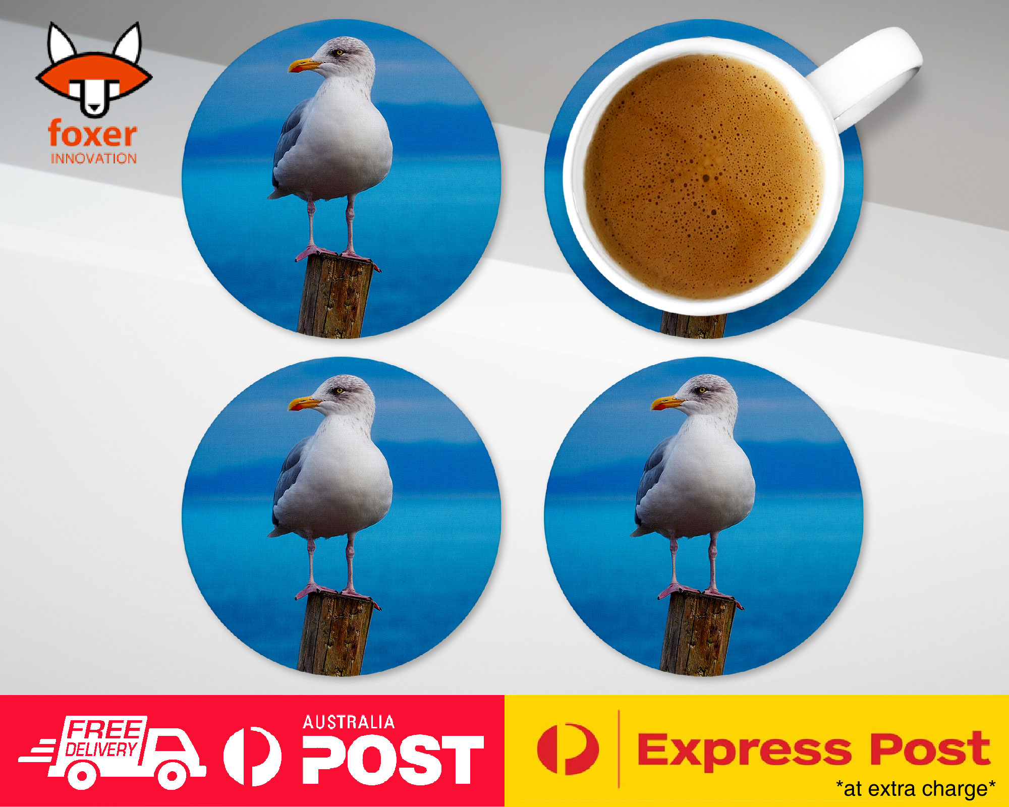 COASTER COFFEE DRINKING MAT|SEAGULL GULL BIRD SEABIRD #3