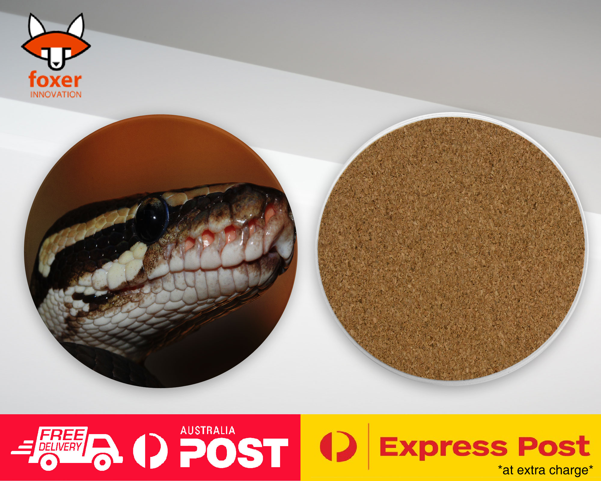 COASTER COFFEE DRINKING MAT|GREEN SLITHER SNAKE REPTILE #5