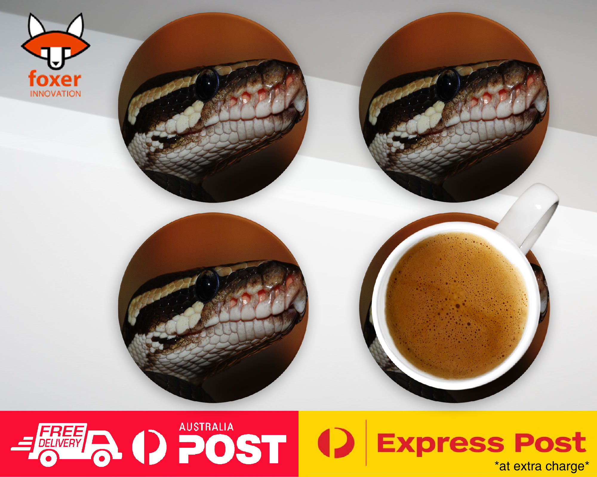 COASTER COFFEE DRINKING MAT|GREEN SLITHER SNAKE REPTILE #5