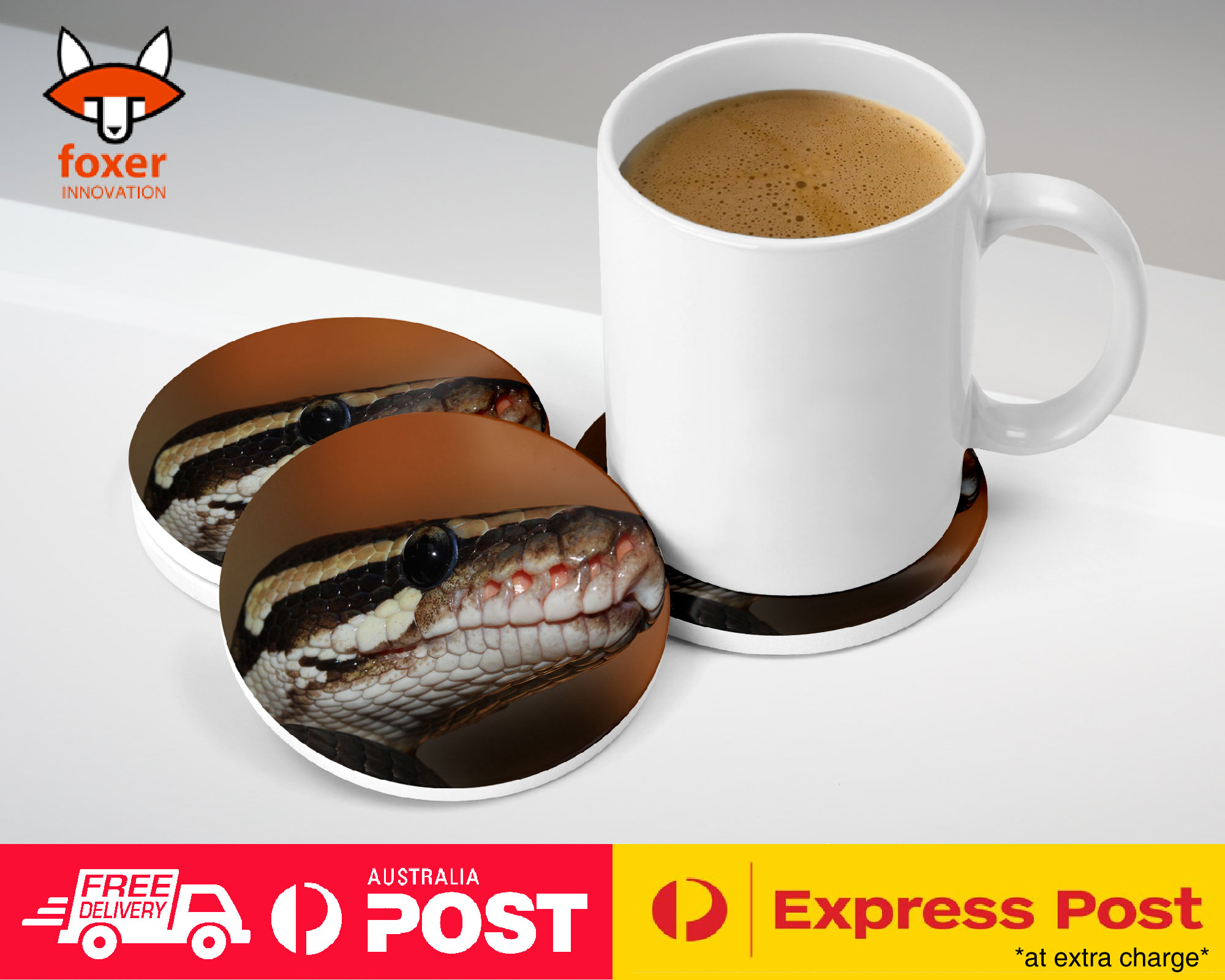 COASTER COFFEE DRINKING MAT|GREEN SLITHER SNAKE REPTILE #5