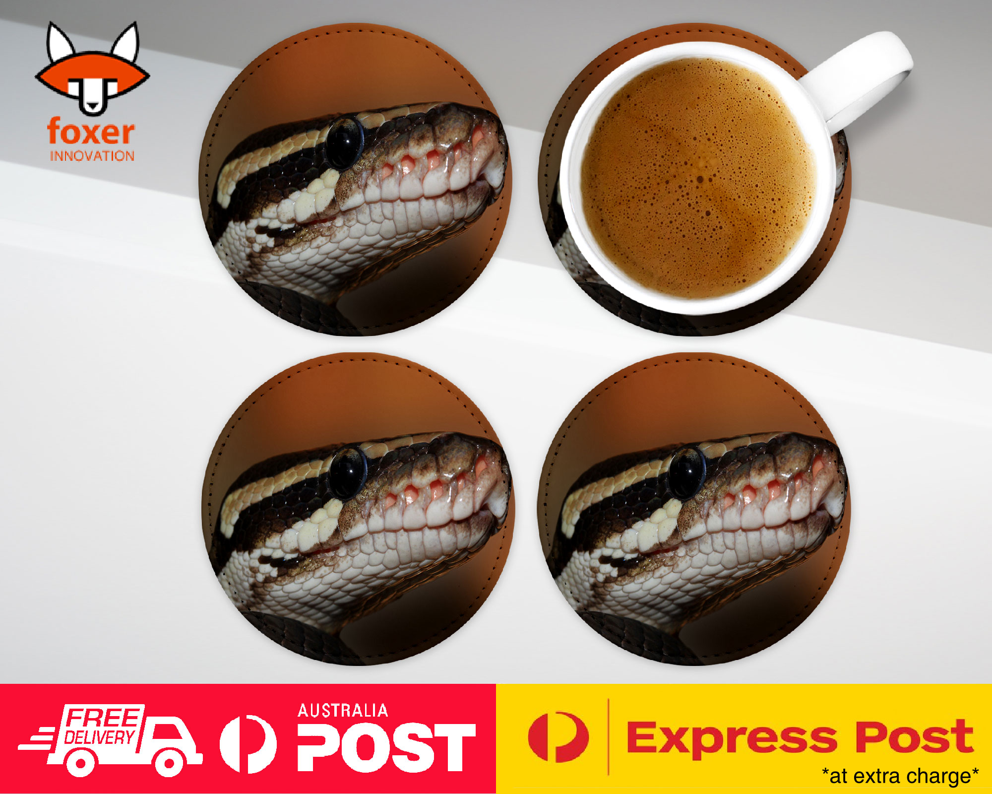 COASTER COFFEE DRINKING MAT|GREEN SLITHER SNAKE REPTILE #5