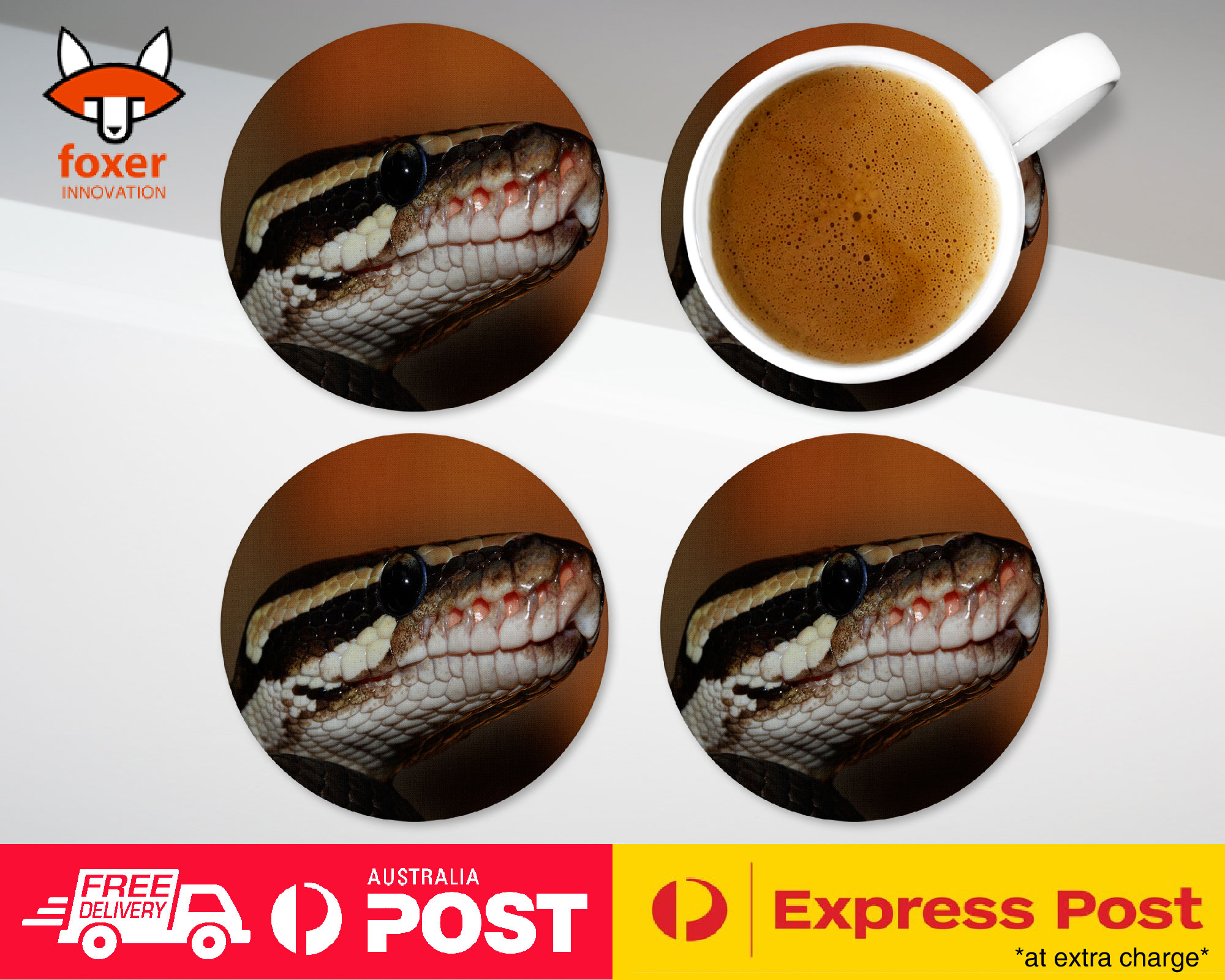 COASTER COFFEE DRINKING MAT|GREEN SLITHER SNAKE REPTILE #5