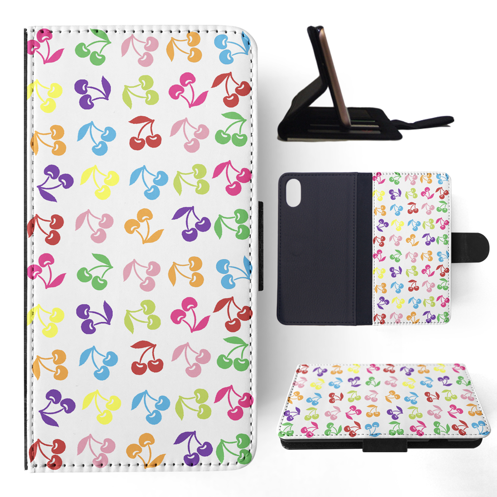 FLIP CASE FOR APPLE IPHONE|CUTE RAINBOW CHERRY FRUIT PATTERN - Picture 114 of 193