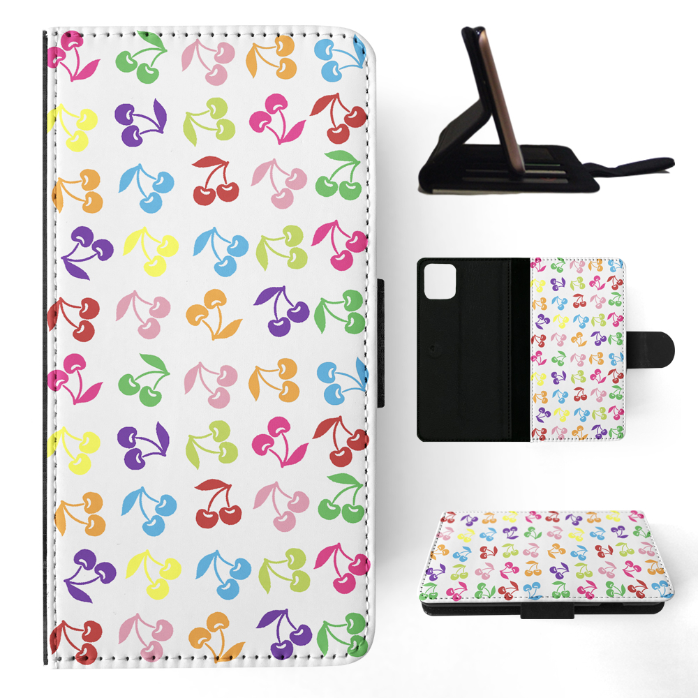 FLIP CASE FOR APPLE IPHONE|CUTE RAINBOW CHERRY FRUIT PATTERN - Picture 94 of 193