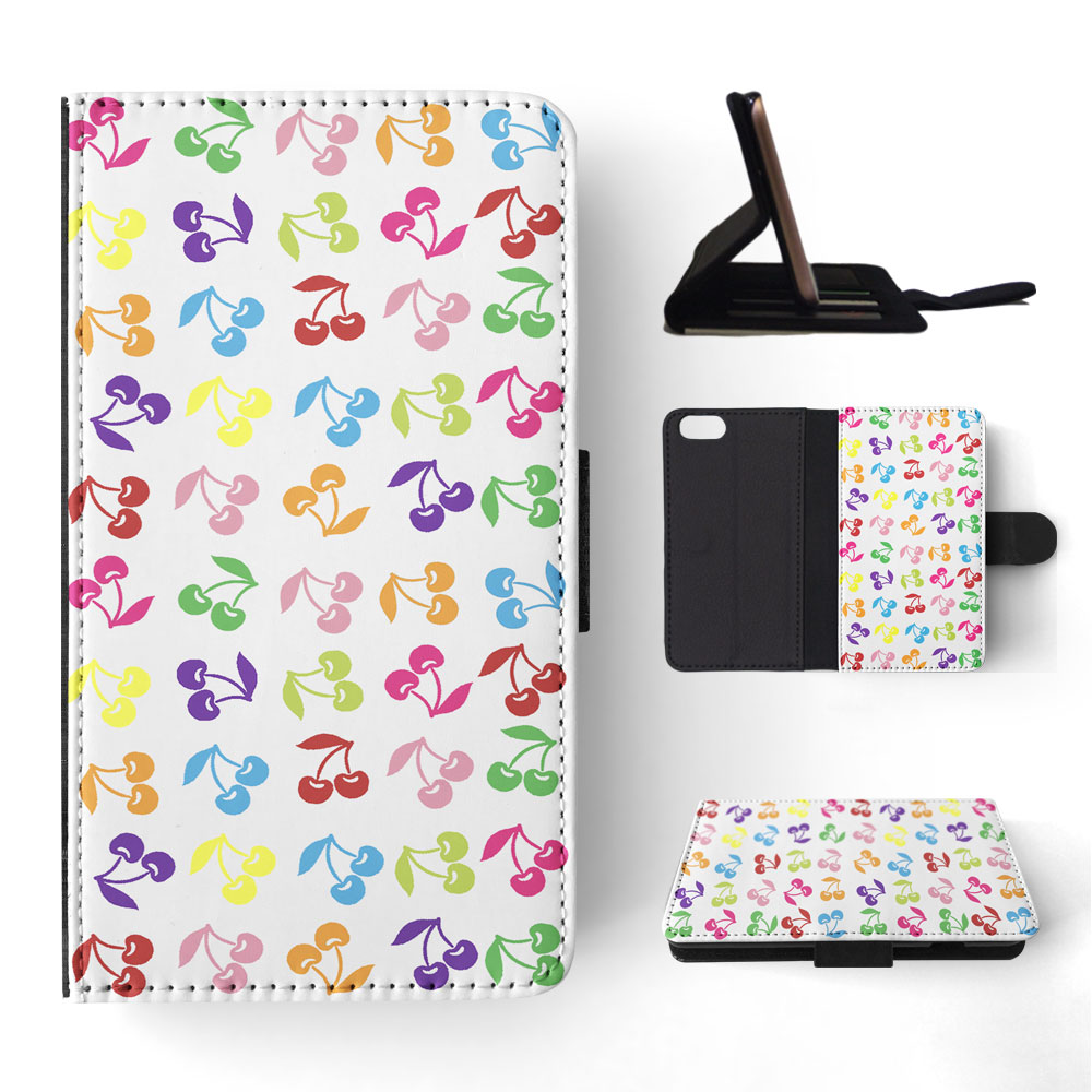 FLIP CASE FOR APPLE IPHONE|CUTE RAINBOW CHERRY FRUIT PATTERN - Picture 169 of 193