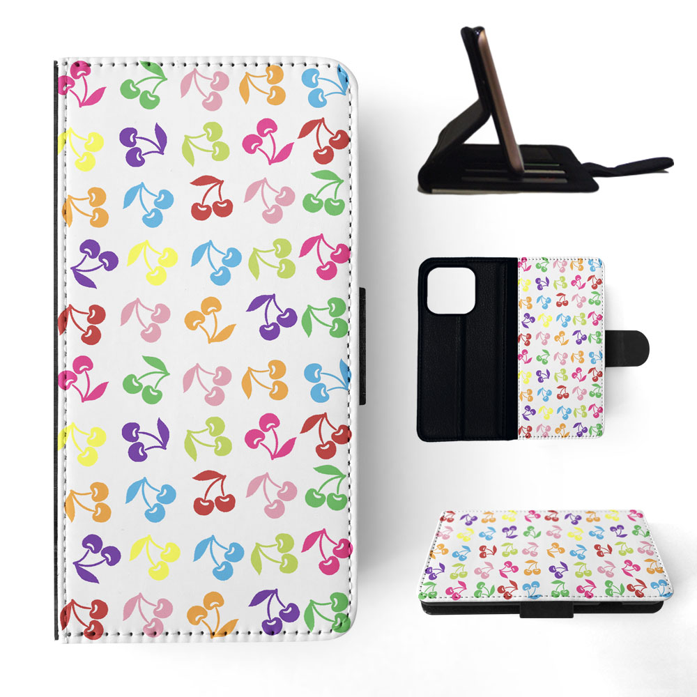 FLIP CASE FOR APPLE IPHONE|CUTE RAINBOW CHERRY FRUIT PATTERN - Picture 71 of 193