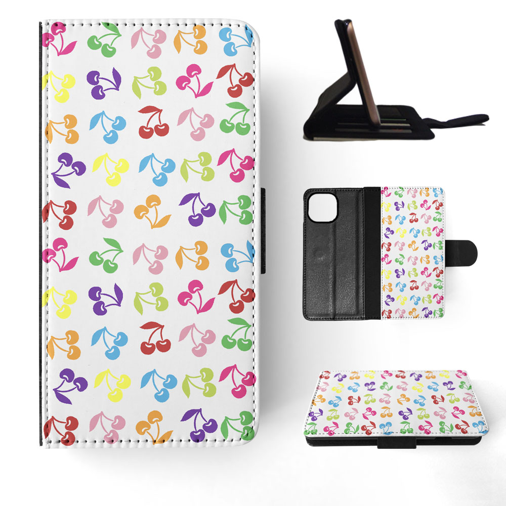 FLIP CASE FOR APPLE IPHONE|CUTE RAINBOW CHERRY FRUIT PATTERN - Picture 61 of 193