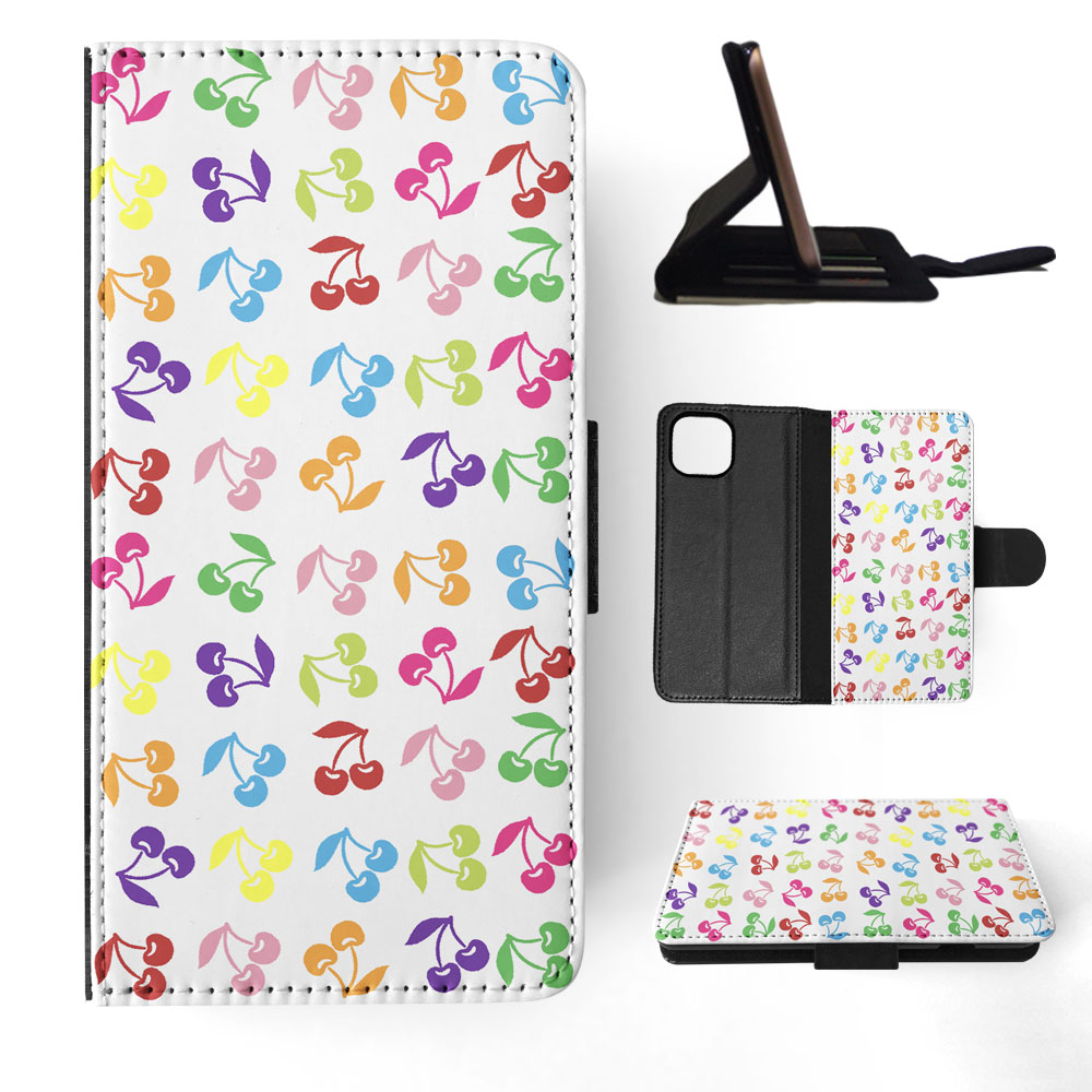 FLIP CASE FOR APPLE IPHONE|CUTE RAINBOW CHERRY FRUIT PATTERN - Picture 56 of 193
