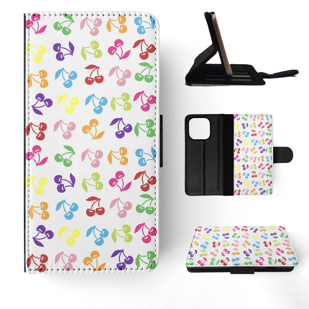 FLIP CASE FOR APPLE IPHONE|CUTE RAINBOW CHERRY FRUIT PATTERN - Picture 51 of 193