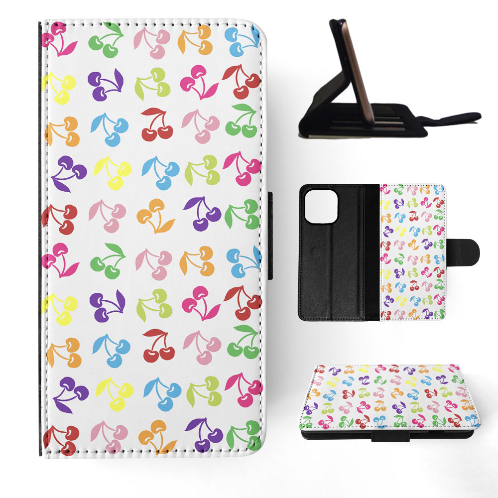 FLIP CASE FOR APPLE IPHONE|CUTE RAINBOW CHERRY FRUIT PATTERN - Picture 46 of 193