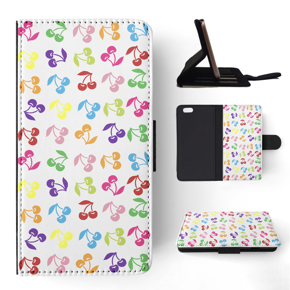 FLIP CASE FOR APPLE IPHONE|CUTE RAINBOW CHERRY FRUIT PATTERN - Picture 159 of 193