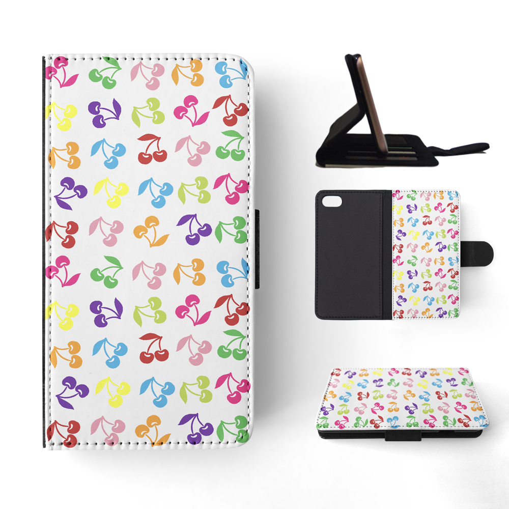 FLIP CASE FOR APPLE IPHONE|CUTE RAINBOW CHERRY FRUIT PATTERN - Picture 134 of 193