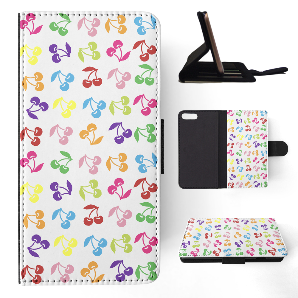 FLIP CASE FOR APPLE IPHONE|CUTE RAINBOW CHERRY FRUIT PATTERN - Picture 129 of 193