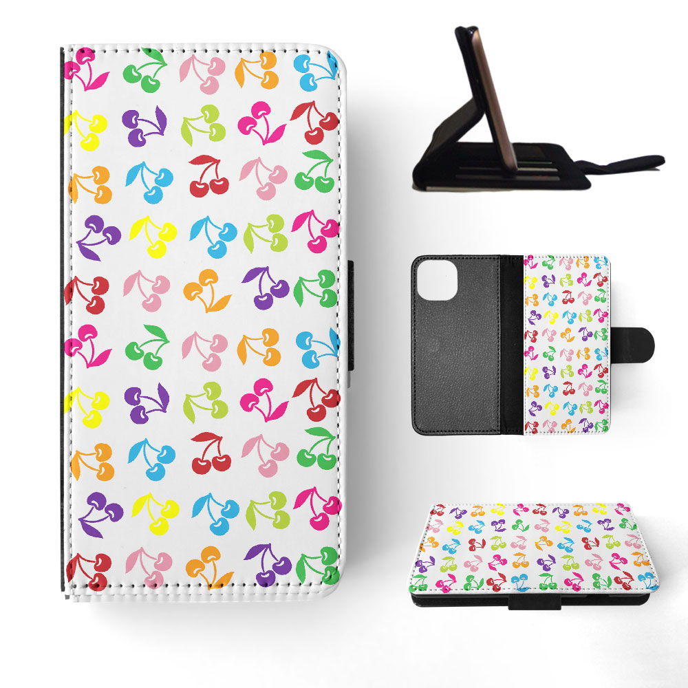 FLIP CASE FOR APPLE IPHONE|CUTE RAINBOW CHERRY FRUIT PATTERN - Picture 41 of 193