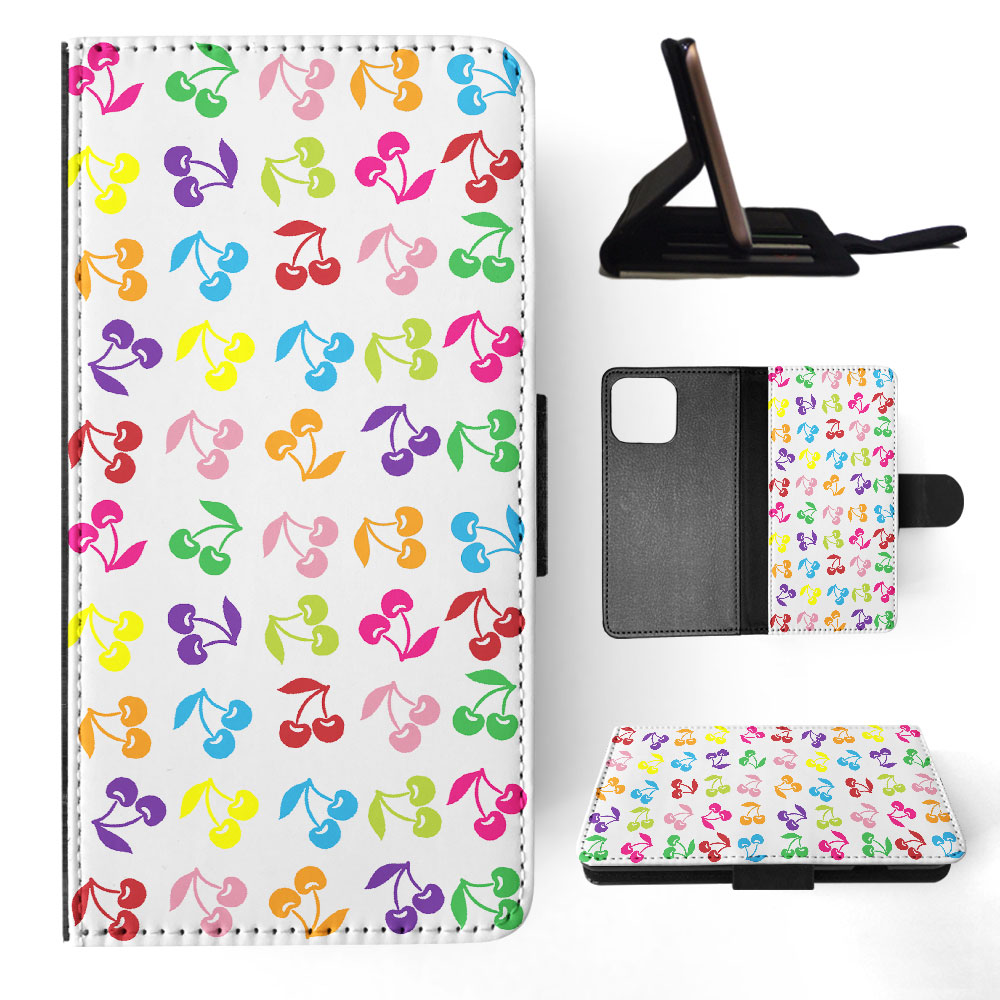 FLIP CASE FOR APPLE IPHONE|CUTE RAINBOW CHERRY FRUIT PATTERN - Picture 26 of 193