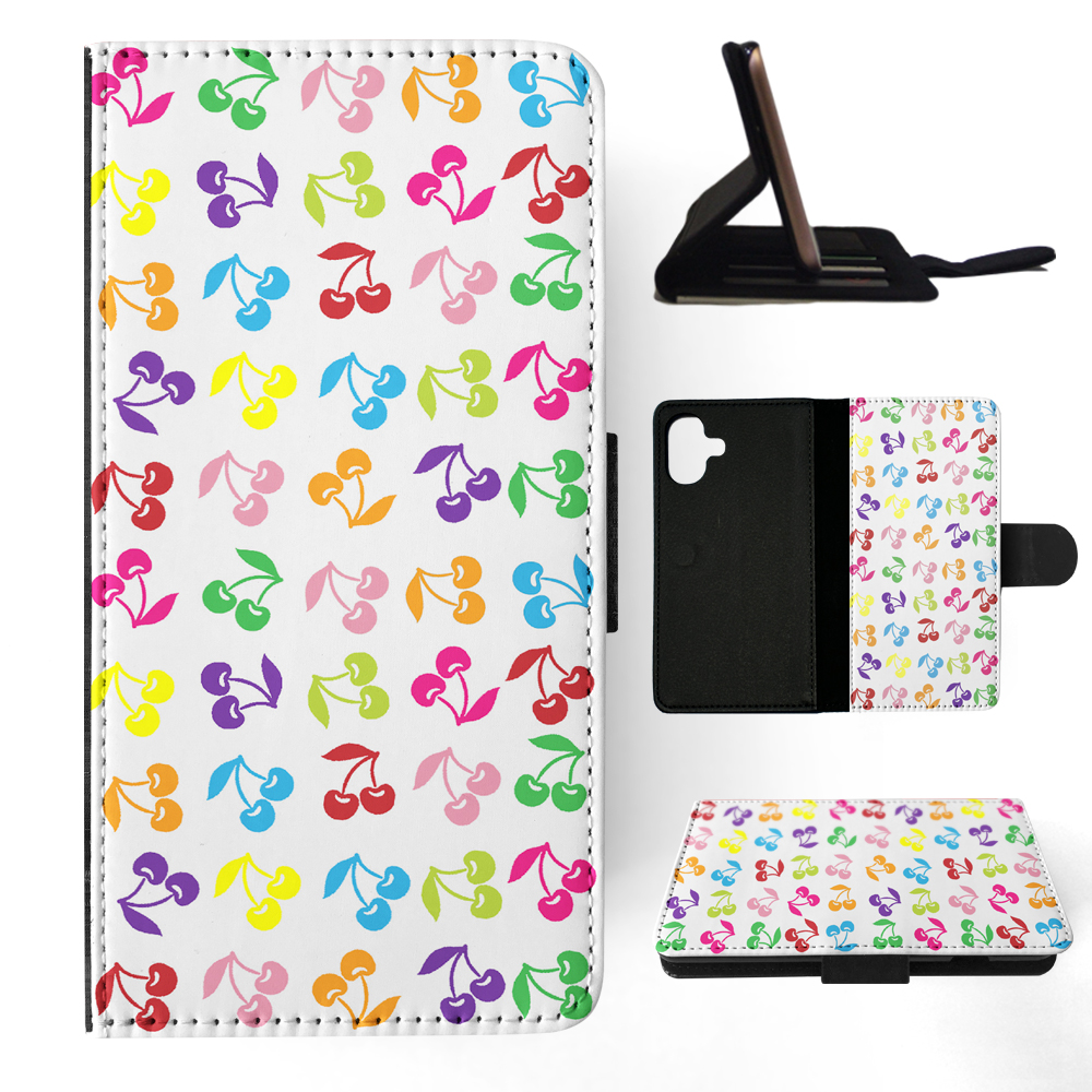 FLIP CASE FOR APPLE IPHONE|CUTE RAINBOW CHERRY FRUIT PATTERN - Picture 16 of 193