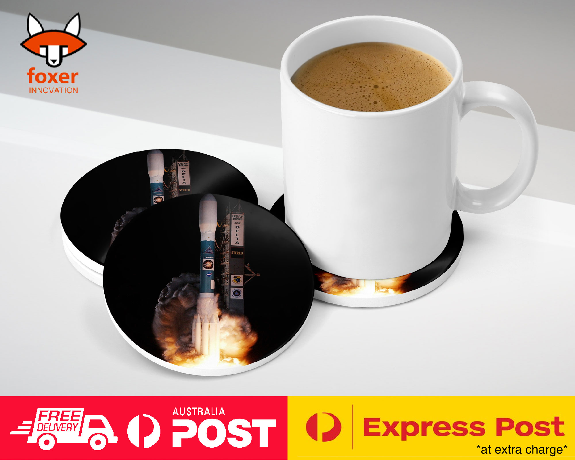 COASTER COFFEE DRINKING MAT|COOL SPACE ROCKET LAUNCH #3
