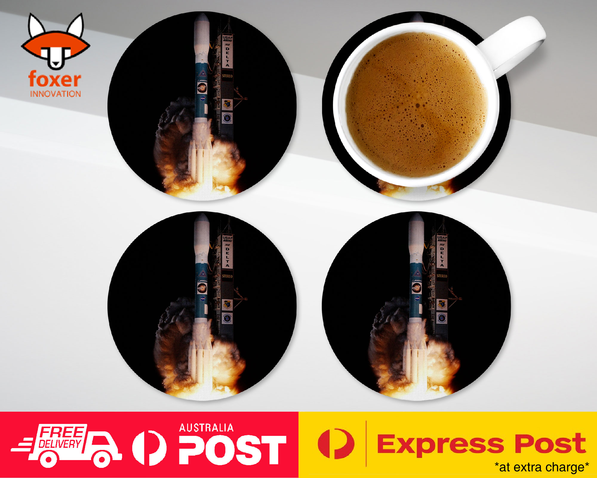 COASTER COFFEE DRINKING MAT|COOL SPACE ROCKET LAUNCH #3