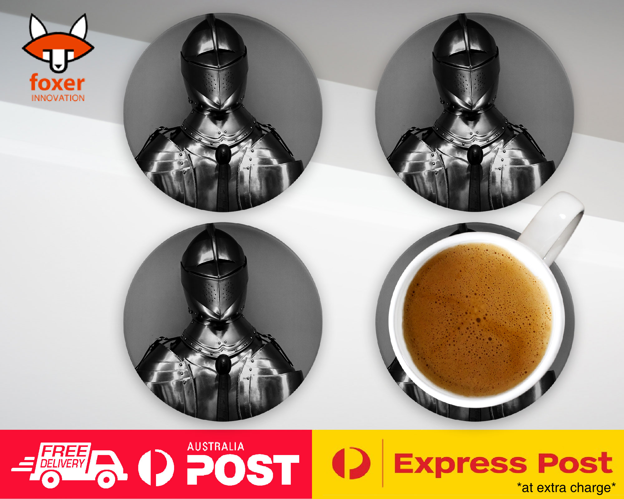 COASTER COFFEE DRINKING MAT|MEDIEVIL KNIGHT SWORDSMAN ARMOR