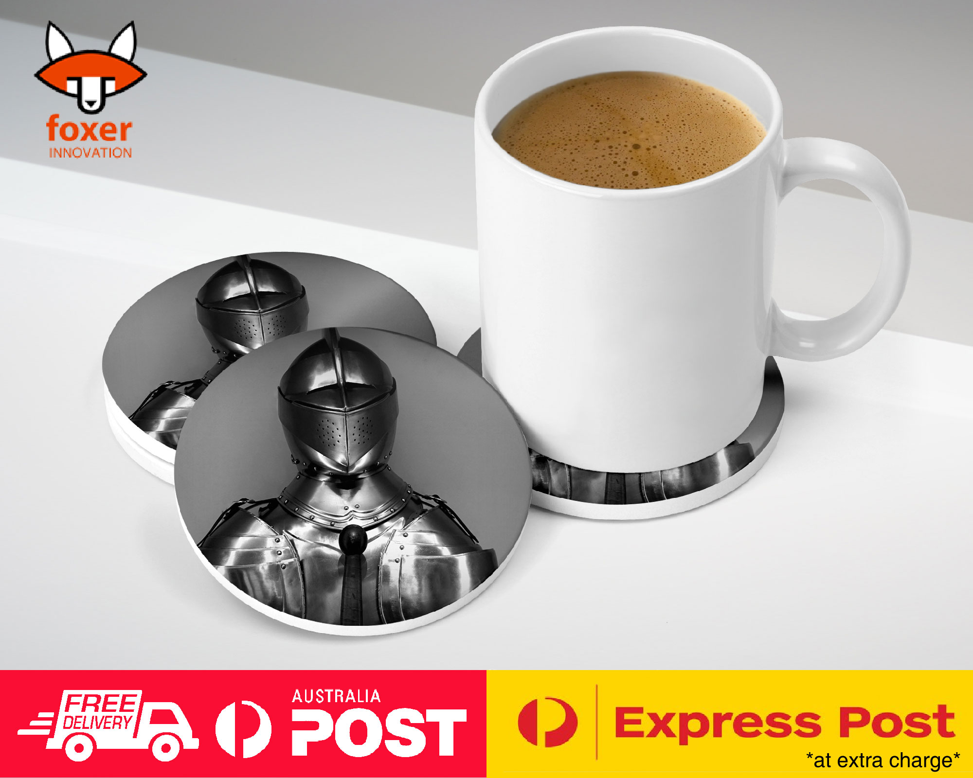 COASTER COFFEE DRINKING MAT|MEDIEVIL KNIGHT SWORDSMAN ARMOR