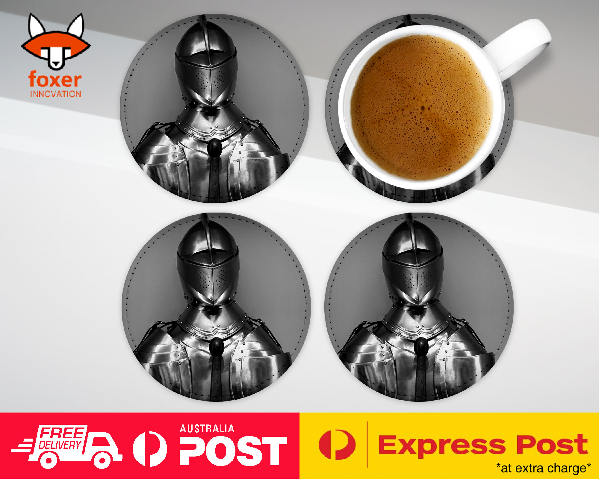 COASTER COFFEE DRINKING MAT|MEDIEVIL KNIGHT SWORDSMAN ARMOR