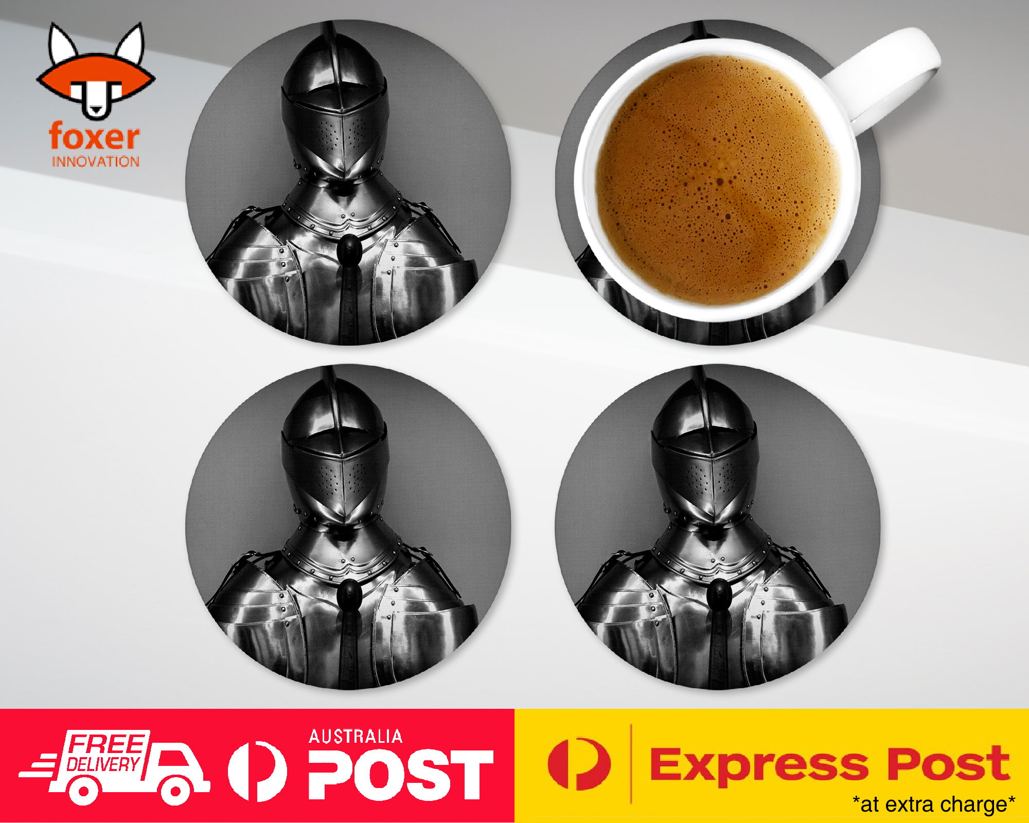 COASTER COFFEE DRINKING MAT|MEDIEVIL KNIGHT SWORDSMAN ARMOR