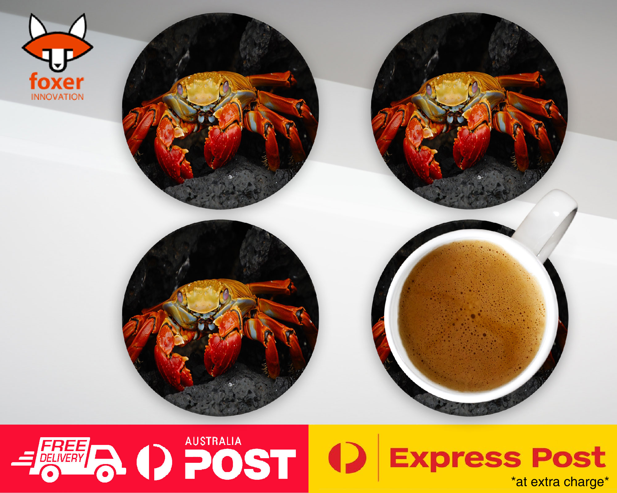 COASTER COFFEE DRINKING MAT|ARUSTACEANS CRAB CREATURE CLAW #1