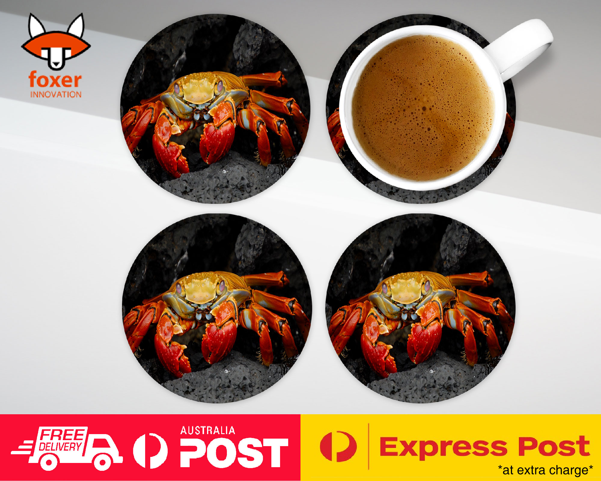 COASTER COFFEE DRINKING MAT|ARUSTACEANS CRAB CREATURE CLAW #1