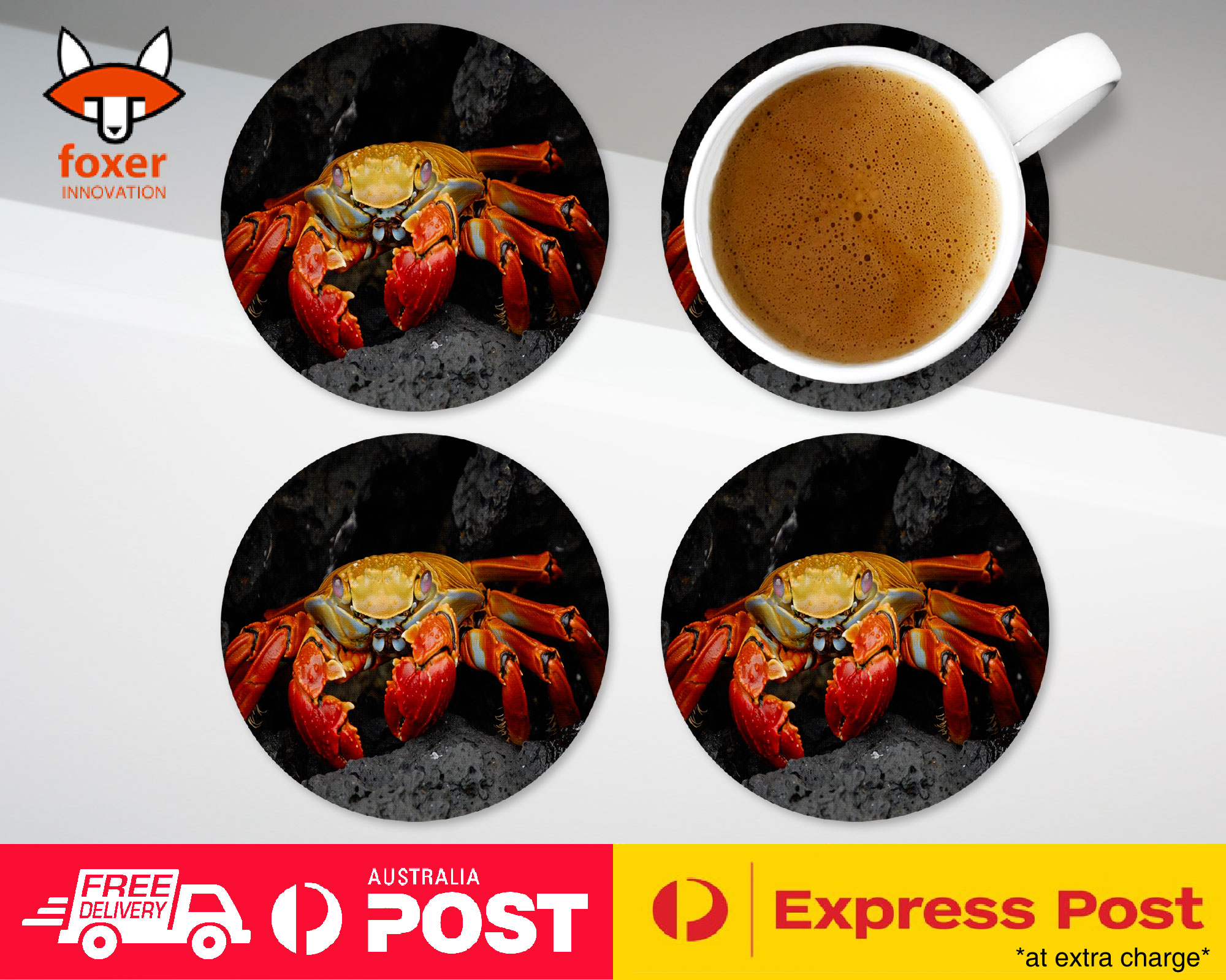 COASTER COFFEE DRINKING MAT|ARUSTACEANS CRAB CREATURE CLAW #1
