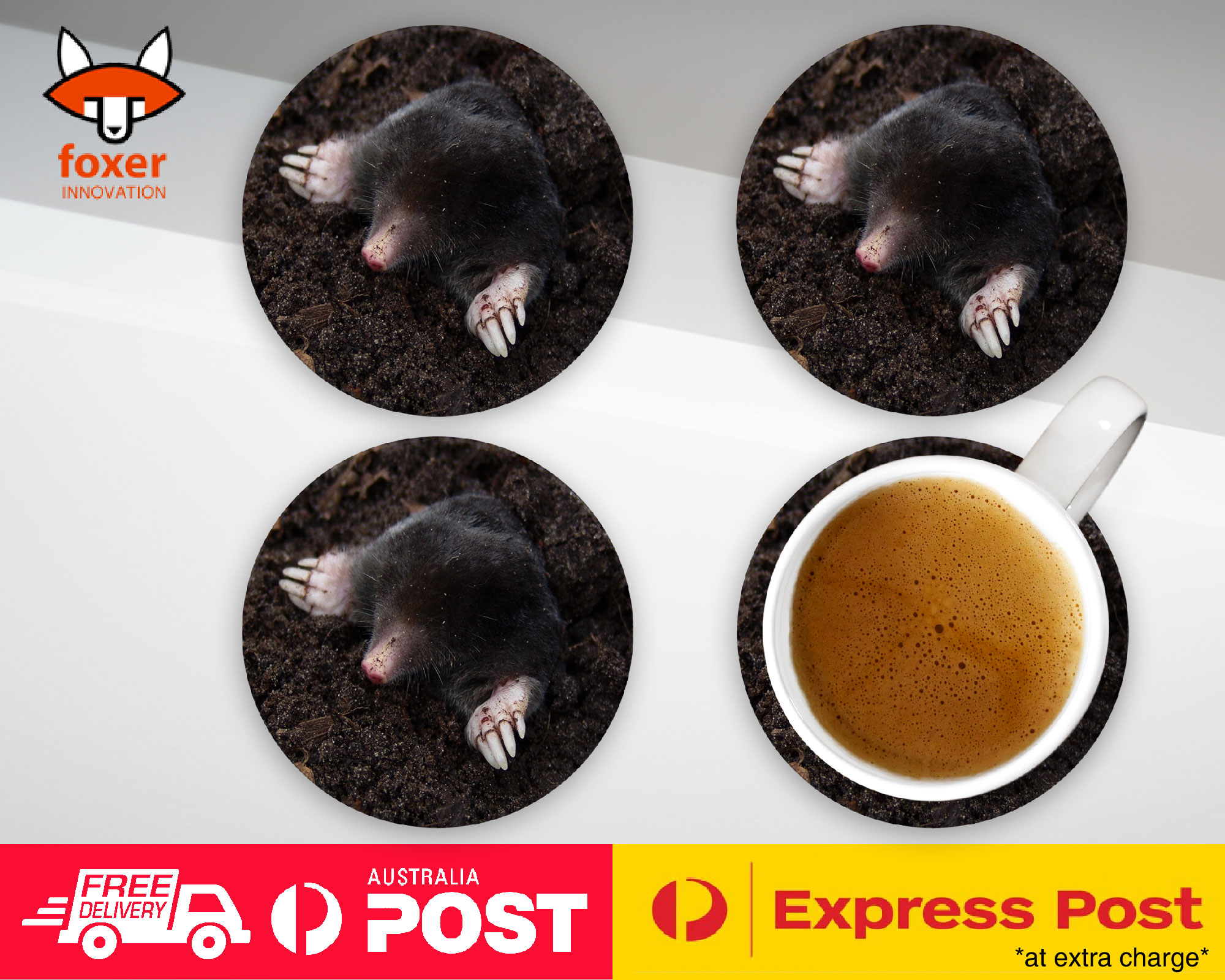 COASTER COFFEE DRINKING MAT|SUBTERRANEAN MOLE MAMMAL ANIMAL