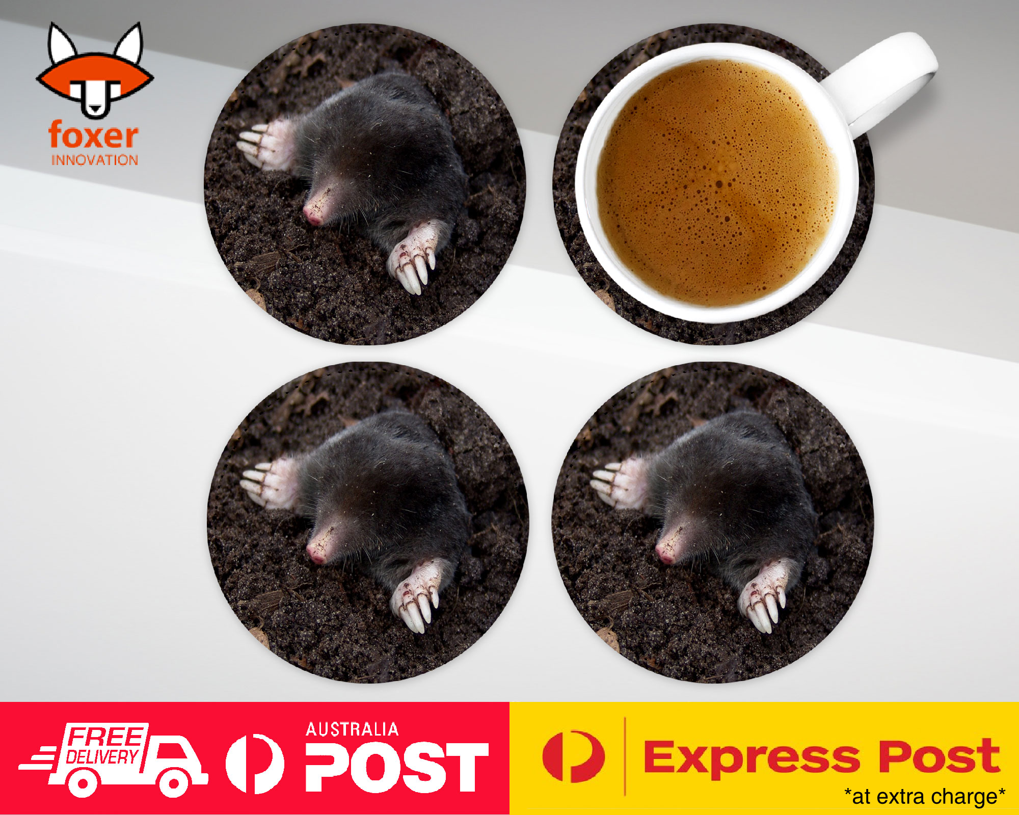 COASTER COFFEE DRINKING MAT|SUBTERRANEAN MOLE MAMMAL ANIMAL