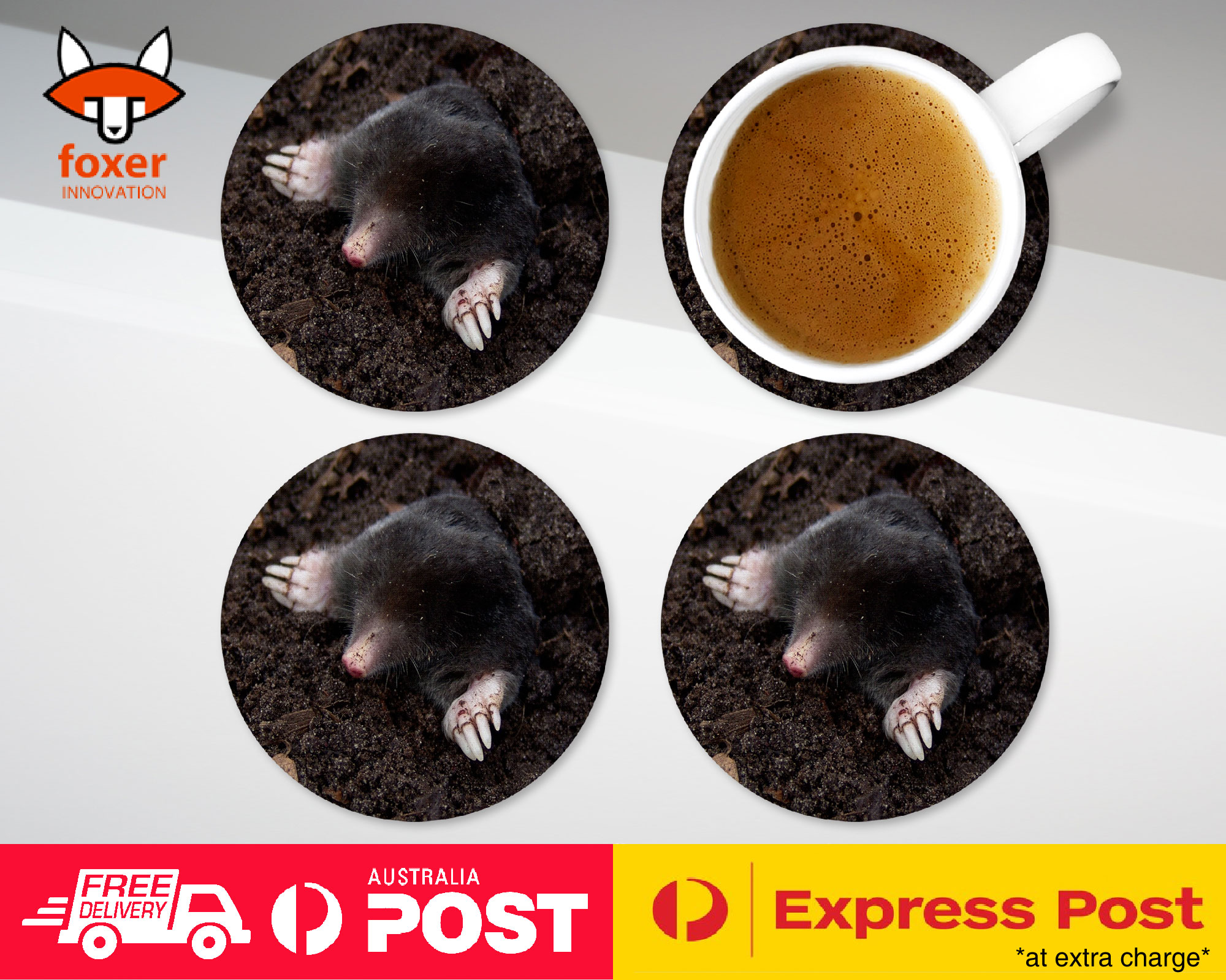 COASTER COFFEE DRINKING MAT|SUBTERRANEAN MOLE MAMMAL ANIMAL