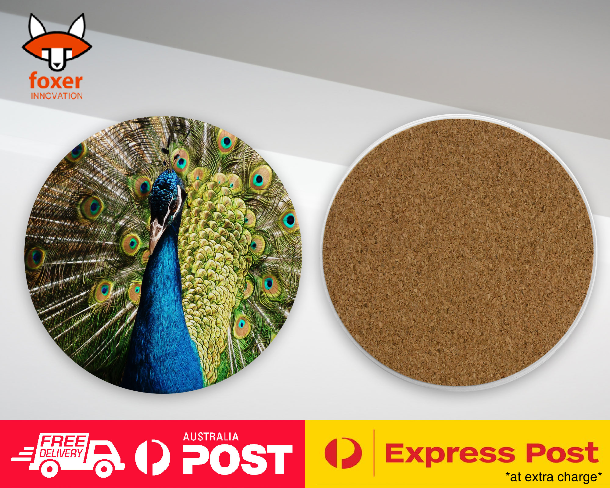 COASTER COFFEE DRINKING MAT|BEAUTIFUL PEACOCK BIRD #10