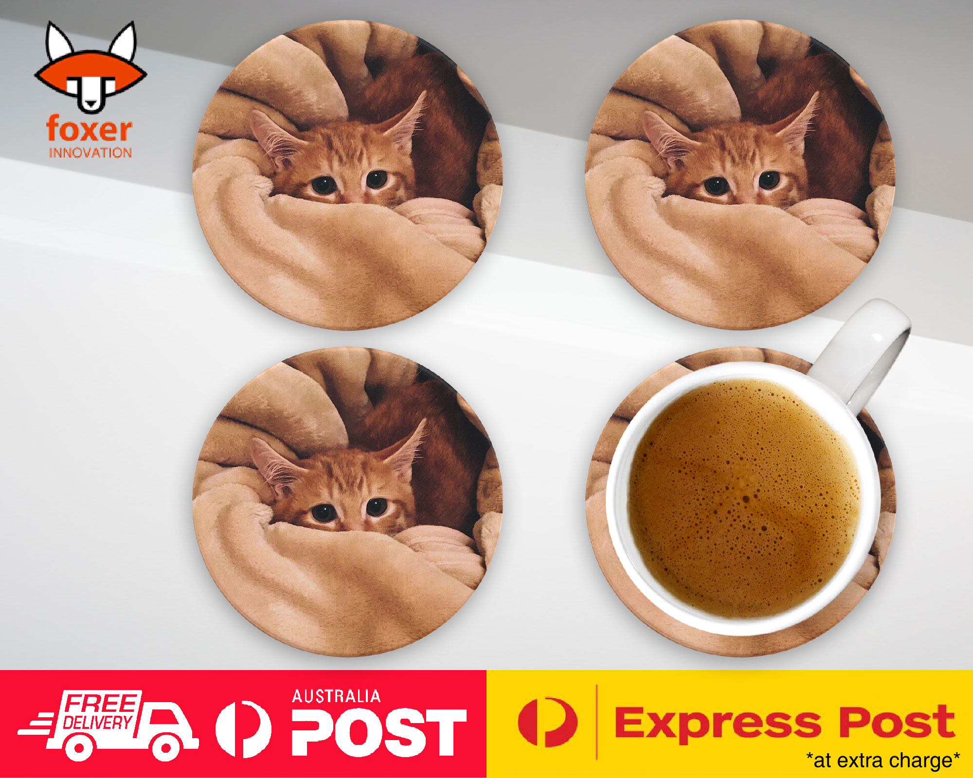 COASTER COFFEE DRINKING MAT|ADORABLE CAT KITTEN FELINE #93