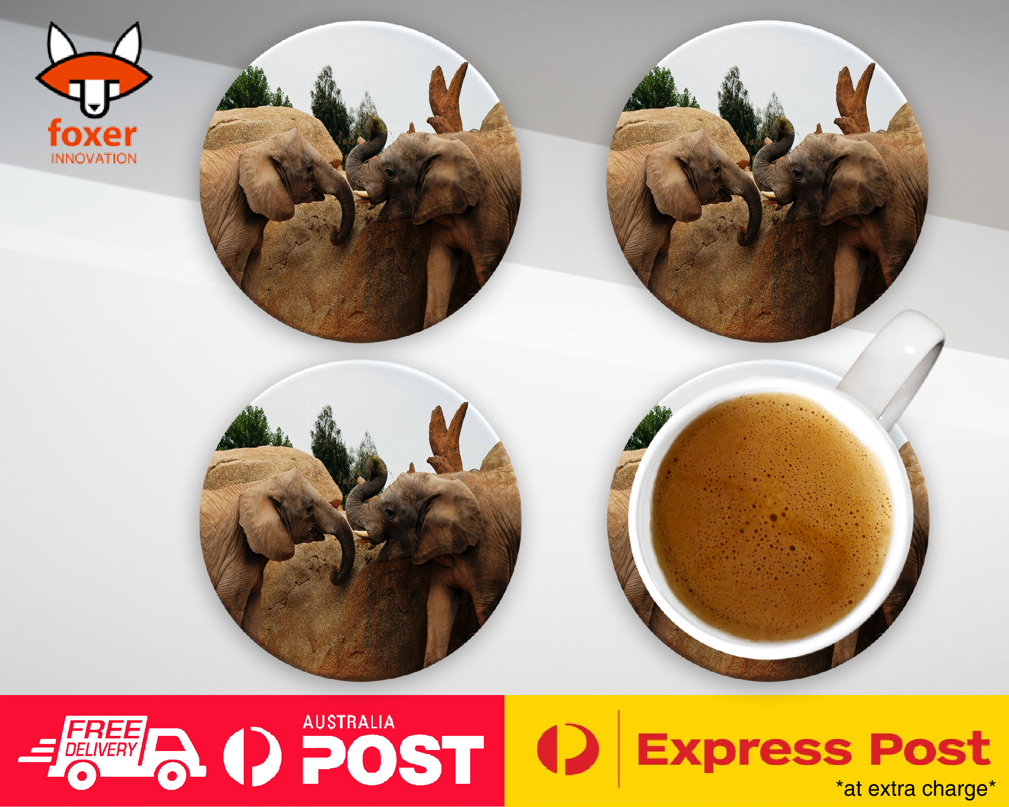 COASTER COFFEE DRINKING MAT|CUTE ADORABLE ELEPHANT ANIMAL #17