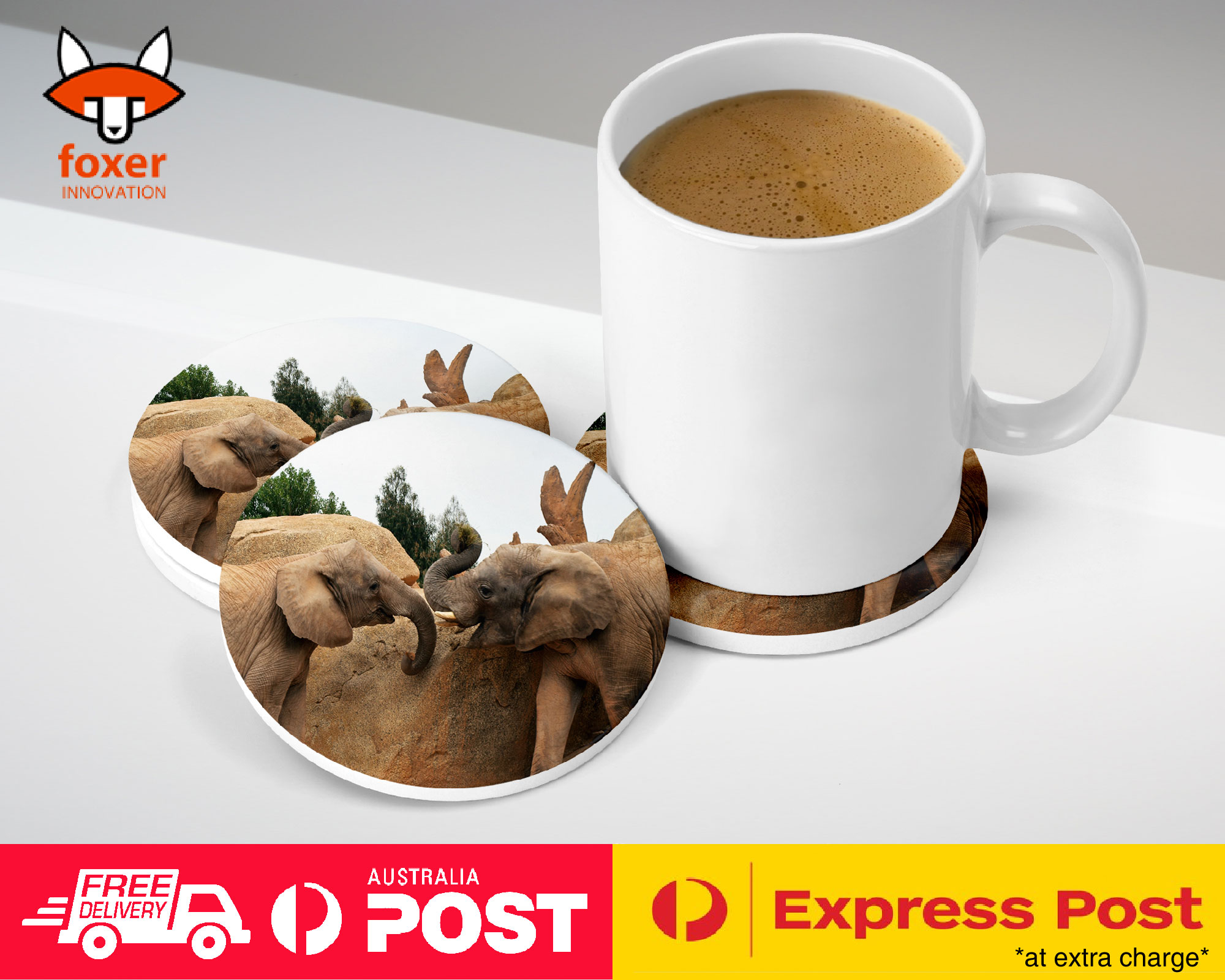COASTER COFFEE DRINKING MAT|CUTE ADORABLE ELEPHANT ANIMAL #17