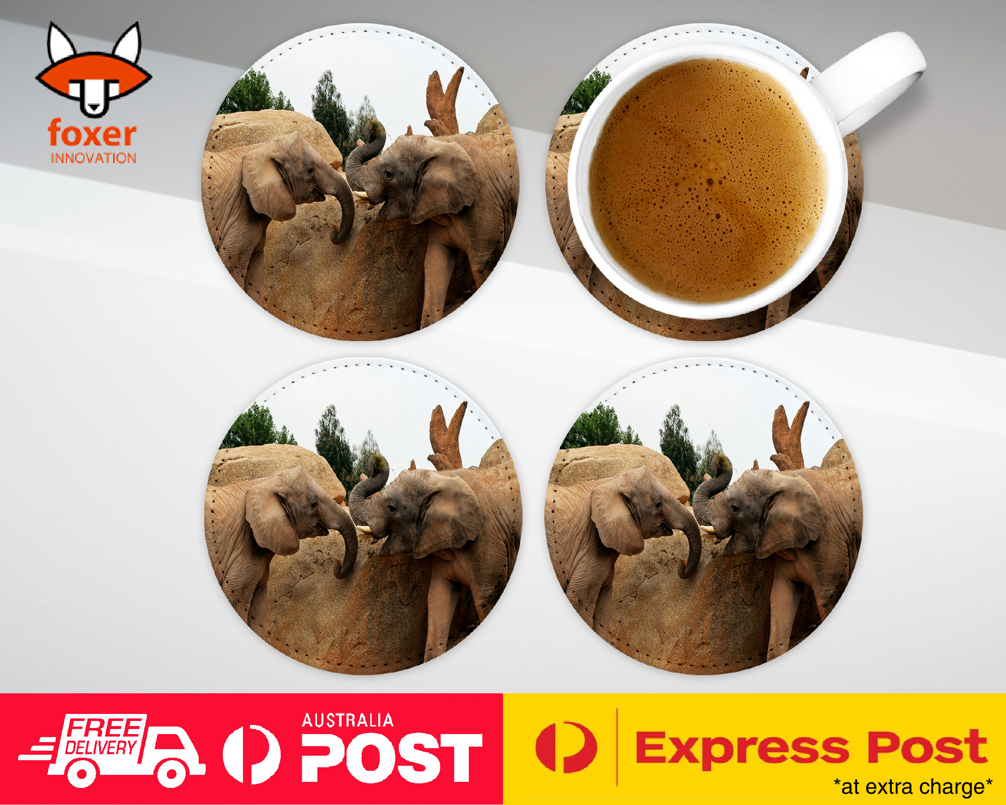COASTER COFFEE DRINKING MAT|CUTE ADORABLE ELEPHANT ANIMAL #17