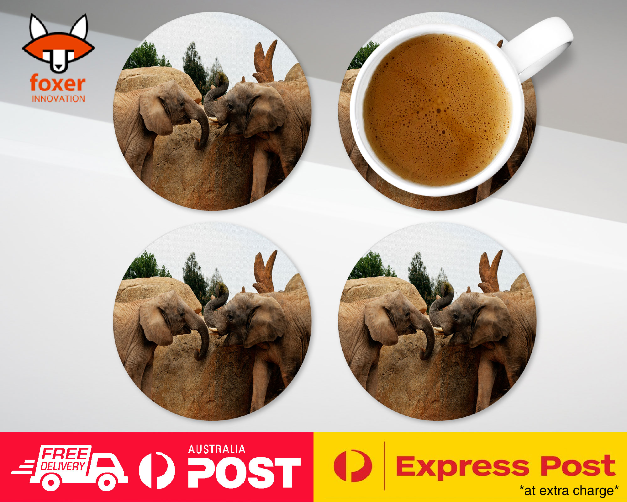 COASTER COFFEE DRINKING MAT|CUTE ADORABLE ELEPHANT ANIMAL #17