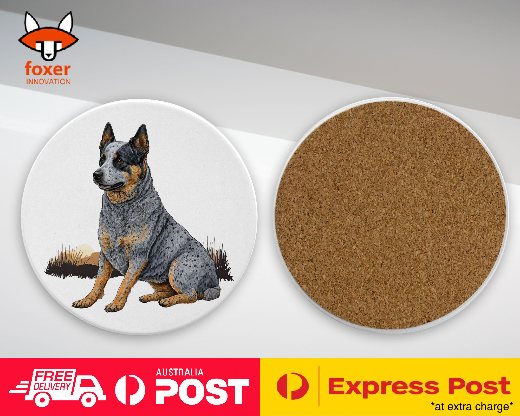 COASTER DRINKING PLACEMAT MAT|AUSTRALIAN CATTLE DOG PUPPY WATERCOLOR ART #1 - Picture 25 of 73