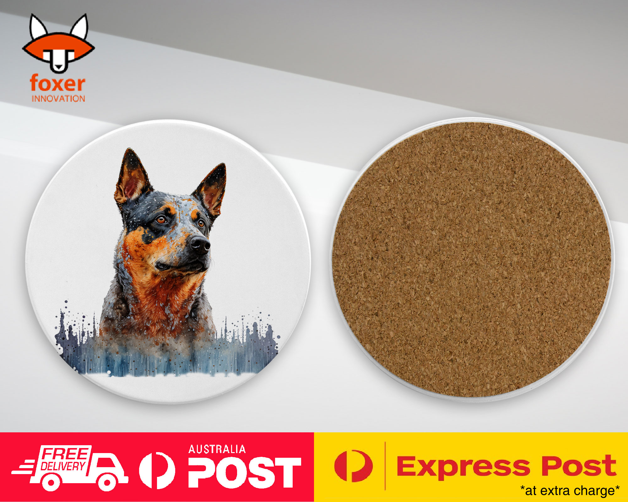 COASTER DRINKING PLACEMAT MAT|AUSTRALIAN CATTLE DOG PUPPY WATERCOLOR ART #1 - Picture 33 of 73