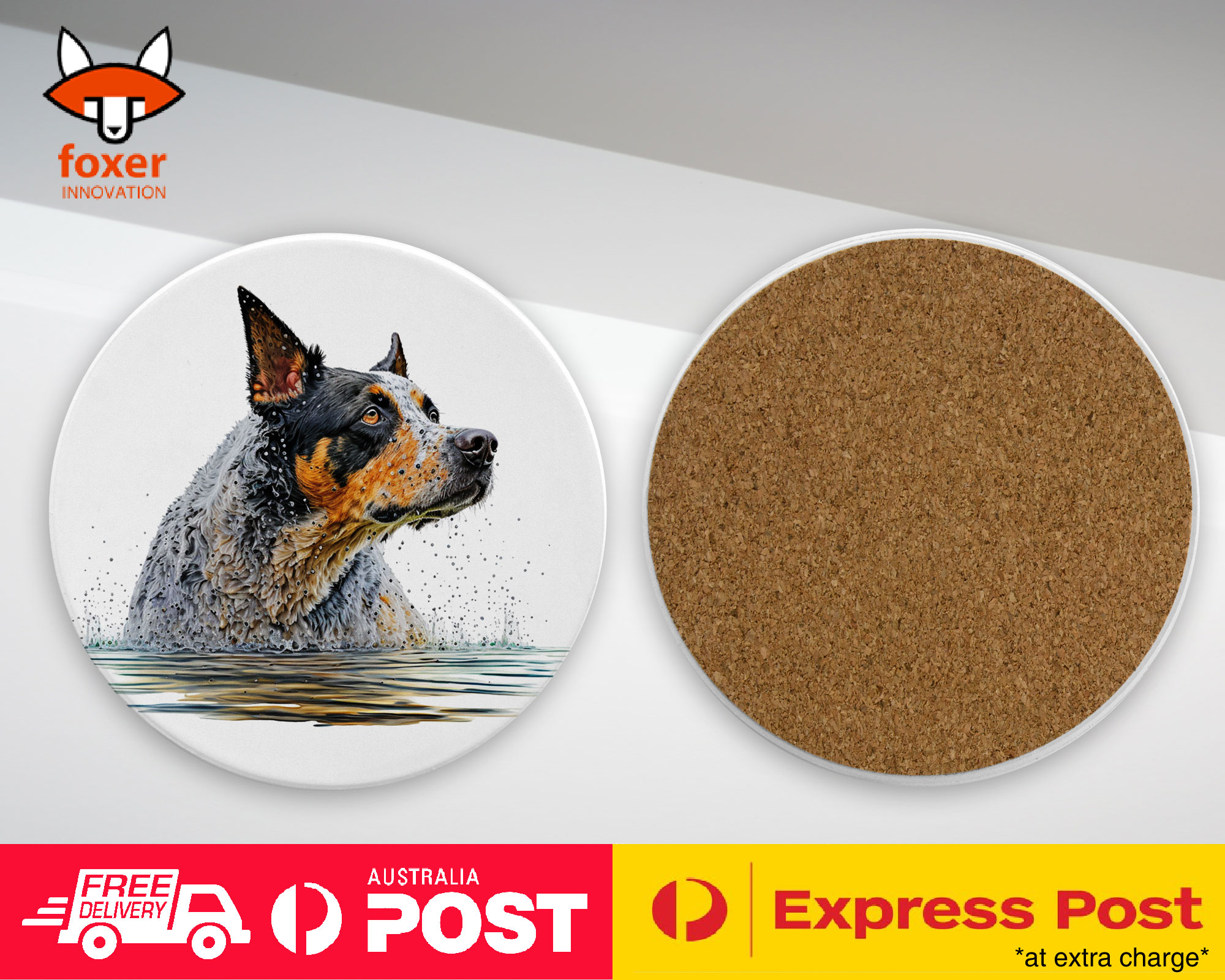 COASTER DRINKING PLACEMAT MAT|AUSTRALIAN CATTLE DOG PUPPY WATERCOLOR ART #1 - Picture 41 of 73