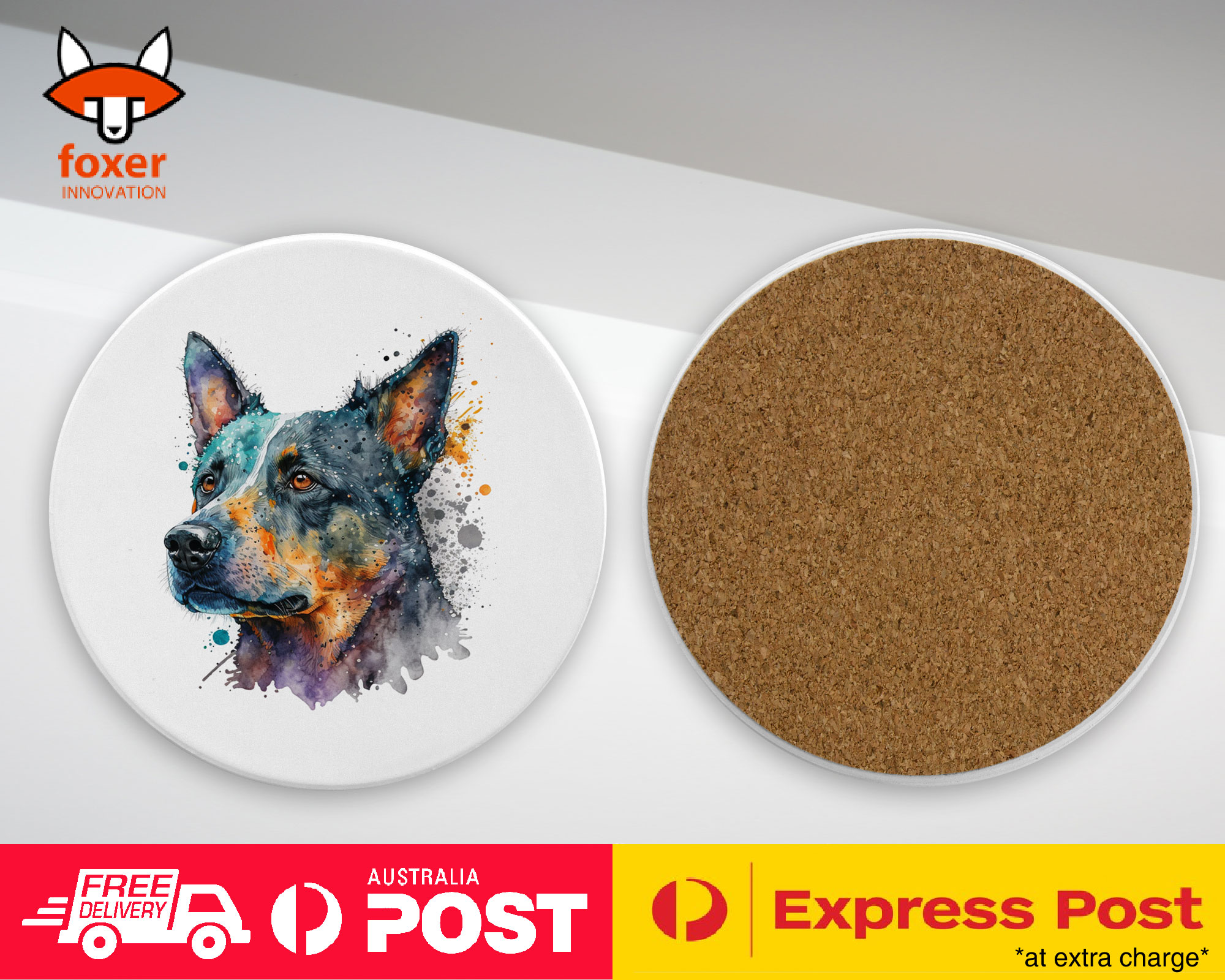 COASTER DRINKING PLACEMAT MAT|AUSTRALIAN CATTLE DOG PUPPY WATERCOLOR ART #1 - Picture 65 of 73