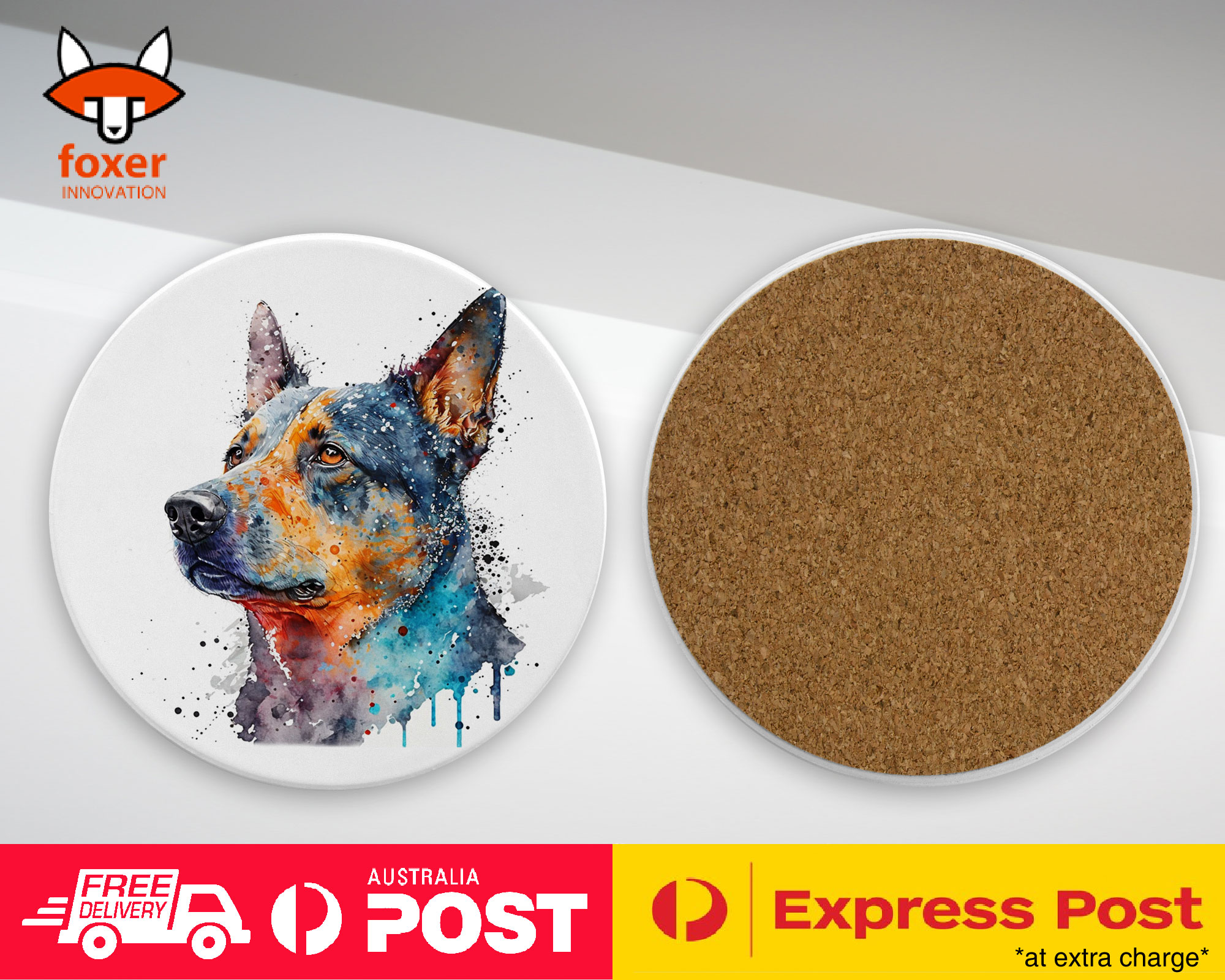 COASTER DRINKING PLACEMAT MAT|AUSTRALIAN CATTLE DOG PUPPY WATERCOLOR ART #1 - Picture 73 of 73