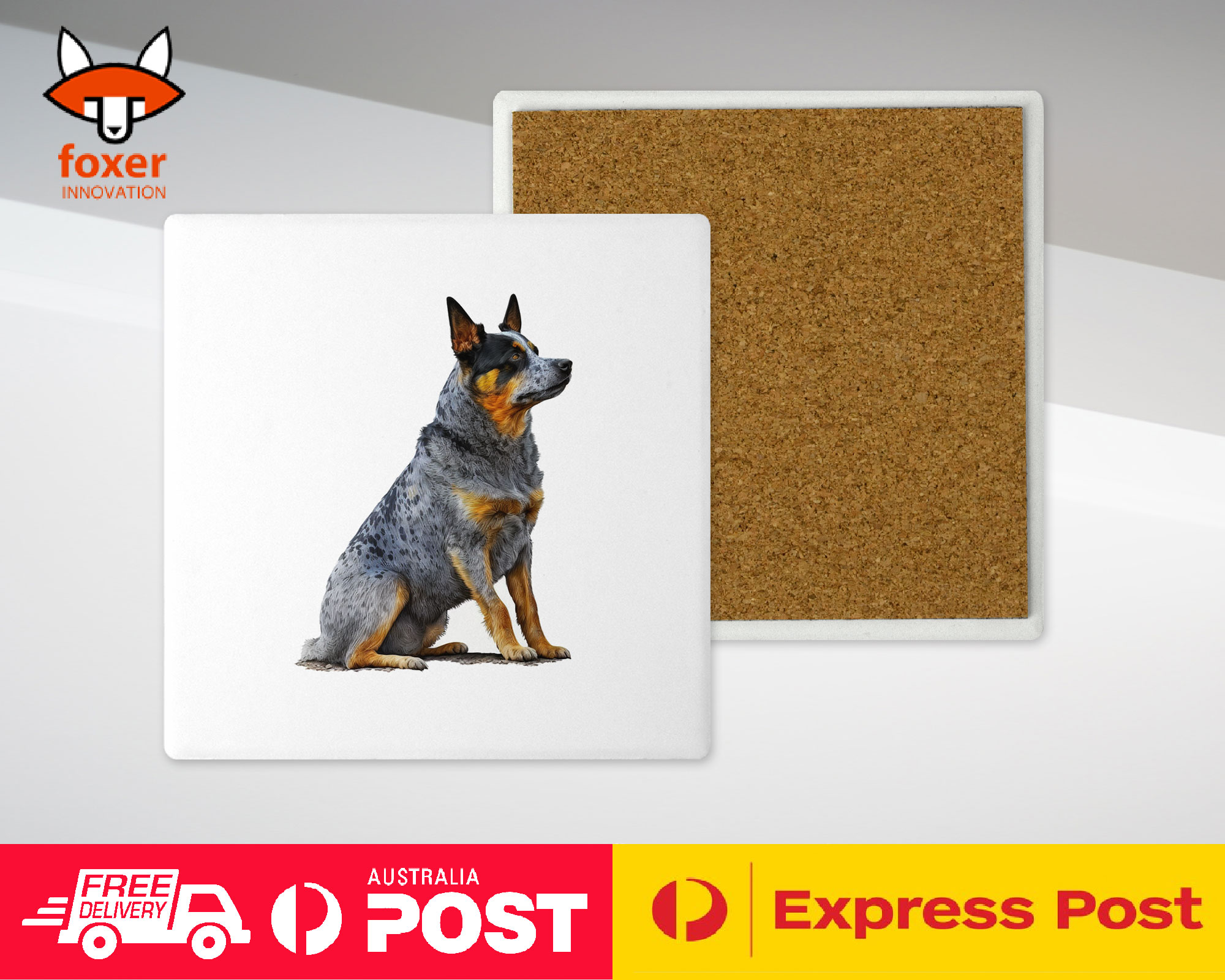 COASTER DRINKING PLACEMAT MAT|AUSTRALIAN CATTLE DOG PUPPY WATERCOLOR ART #1 - Picture 8 of 73