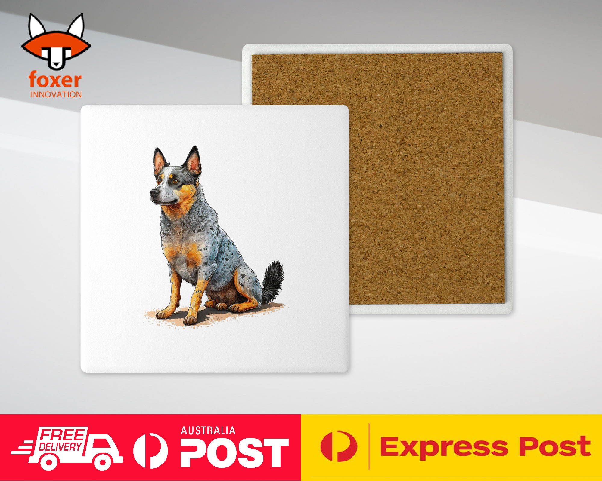 COASTER DRINKING PLACEMAT MAT|AUSTRALIAN CATTLE DOG PUPPY WATERCOLOR ART #1 - Picture 16 of 73